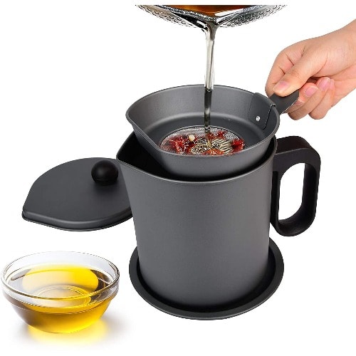 Bacon Grease Container With Strainer - 2l