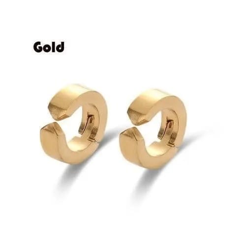Mens Stainless Steel Earring - Gold