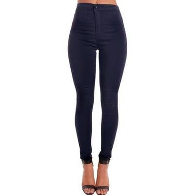 High Waisted Plain Skinny Jeans