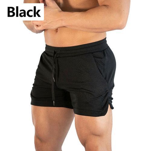 Summer Gyms Workout Male Breathable Mesh Quick Dry Sportswear Jogger Beach Solid Shorts Men Fitness Bodybuilding Shorts(#black)