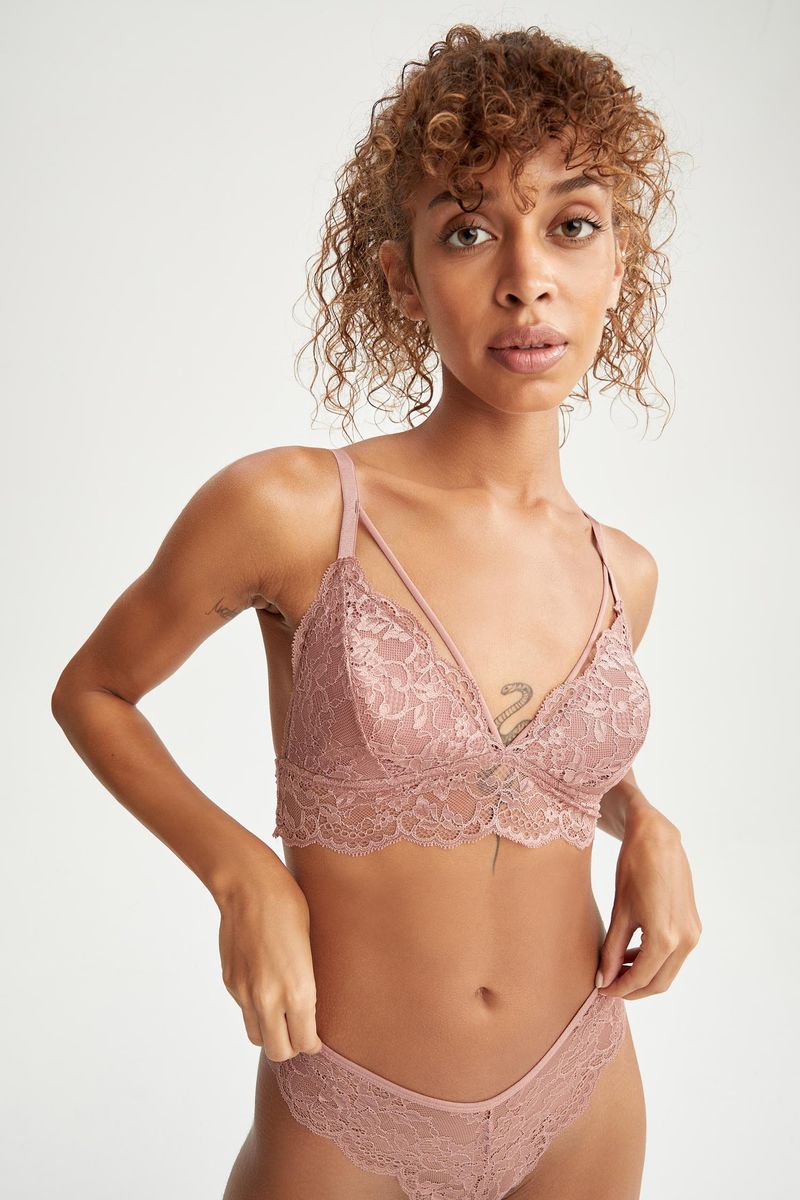Woman Casual Bralette Underwear Bra - Brown