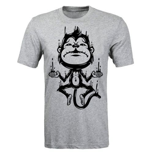 Monkey Pose Print Tshirt -grey