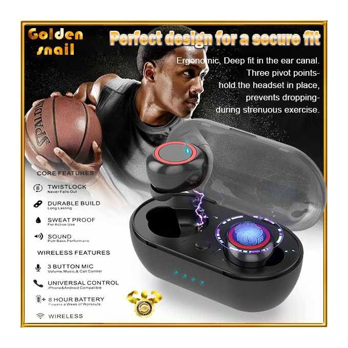 A3 Bluetooth 5.0 Wireless Headsets 9D Stereo Hifi Headphones BLACK Fashion Sports Earphone