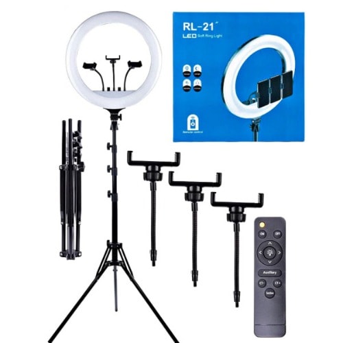 Ring Light With Tripod Stand + 3 Mobile Phone Holders - 18 Inches