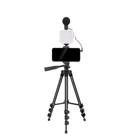 Phone Vlog Video Kit With Tripod &  Microphone Led Light Remote
