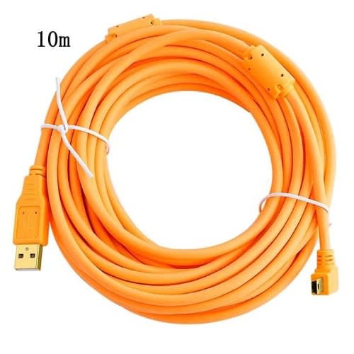 High-visibility Orange Camera Usb Tethering Cable For Canon, Nikon, Fuji, Sony + Stopper