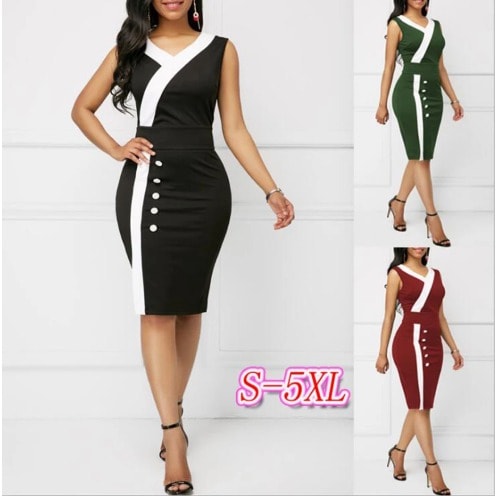 Patch Work Bodycon Dress - Black, Green & Red