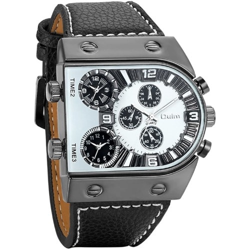 Men's  Analog Quartz OversizeWrist Watch  With 3 Time Zone Display