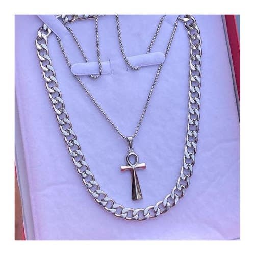 2 Chain With Cross Pendant