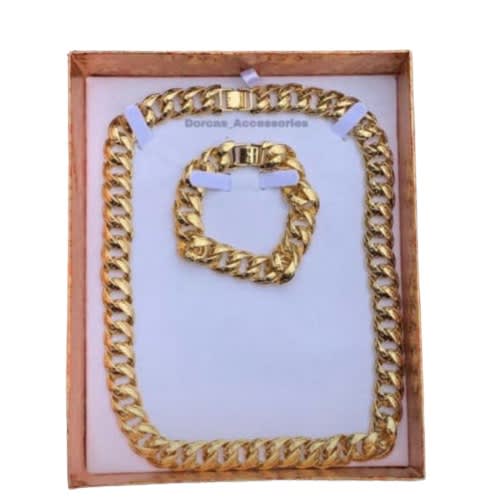 Cuban Chain With Bracelet - Gold