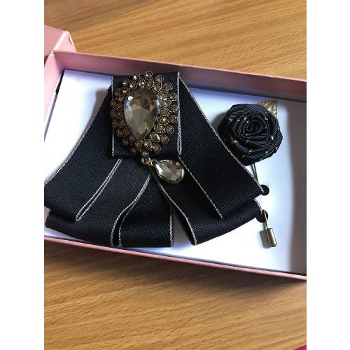 2-in-1 Men's Bow Tie N Lapel- Black
