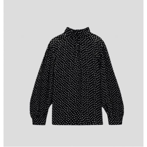 Tied High Collar Blouse