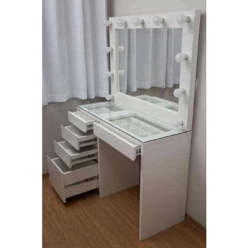 Nikky Best Dresser With 5 Chest Drawers Mirror And Transparent Glass Surface