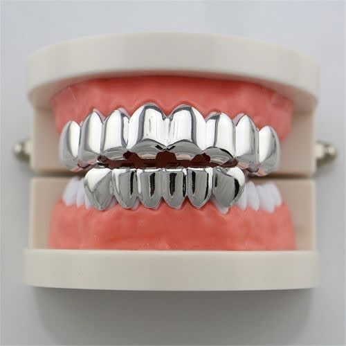 Hip Hop Teeth Grillz Top & Bottom Grill - Silver