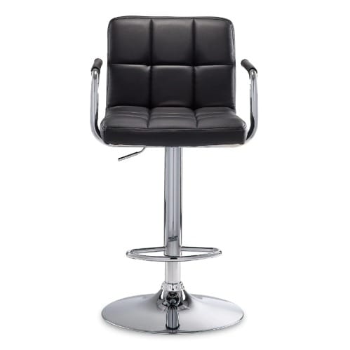 High Bar Stool With Arm And Back Rest - Black