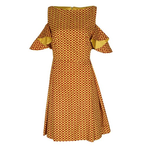 Ankara Midi Ladies Gown With Small Sleeve (lg-4578) - Yellow