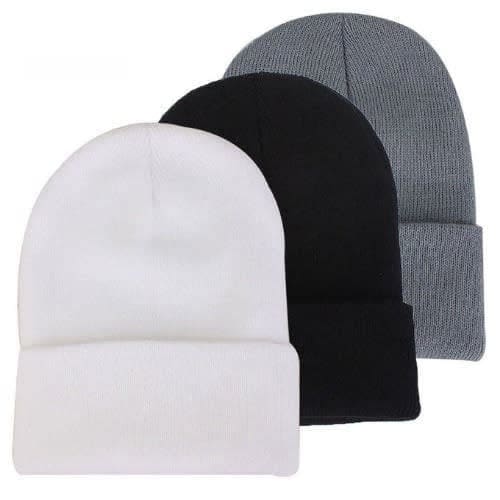 Rib Knit Beanie Hat - Set Of 3