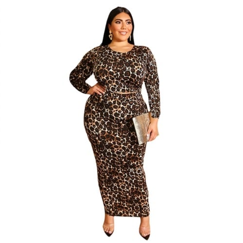 African Woman Leopard Print Dress