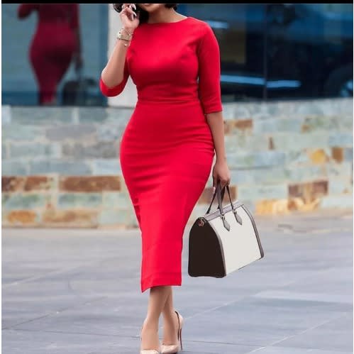 Beautiful Elegant Half Sleeve Hand And O Neck Bodycom Dress
