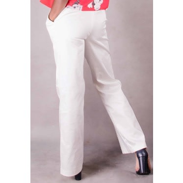 Polish Cotton Boot Cut Trousers Available In Off-white And Grey