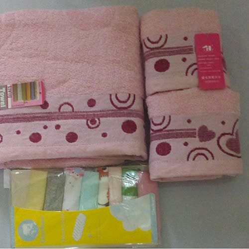Baby Towel 3 In 1 And Soft Mouth Cloth 6 In 1 Gift Sets - Pink