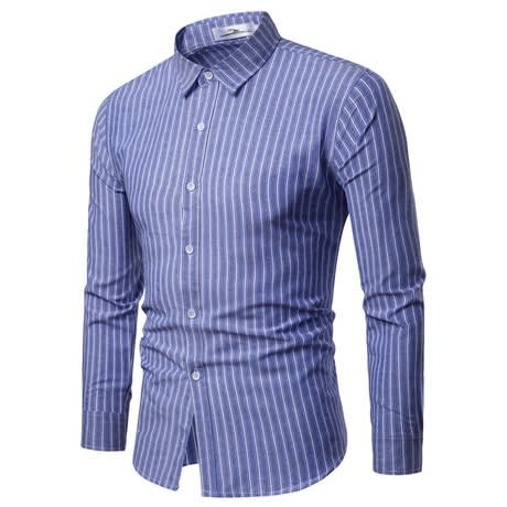 Striped Long Sleeve Shirt- Blue