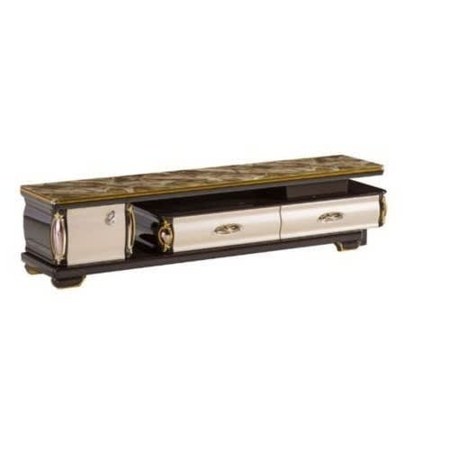 Modern Tv Stand With Glass Top And Wooden Drawers