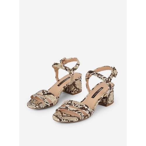 Biege Binkie Snake Print Low Heeled Sandals