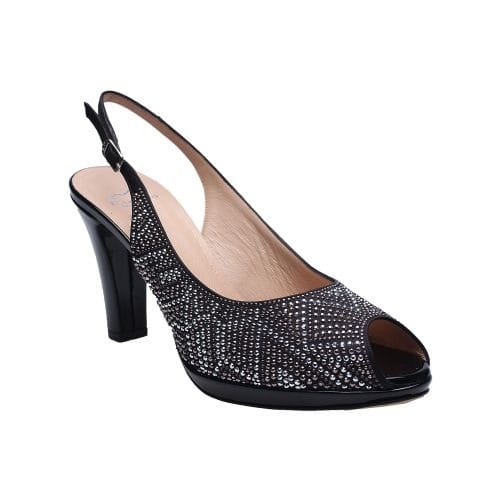 Black And Silver Slingback Sandal