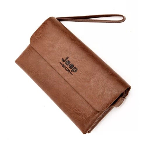 Men's Designer Leather Flip Flap Purse - Brown