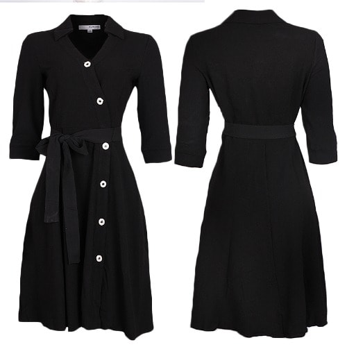 Button Down Shirt Dress - Black