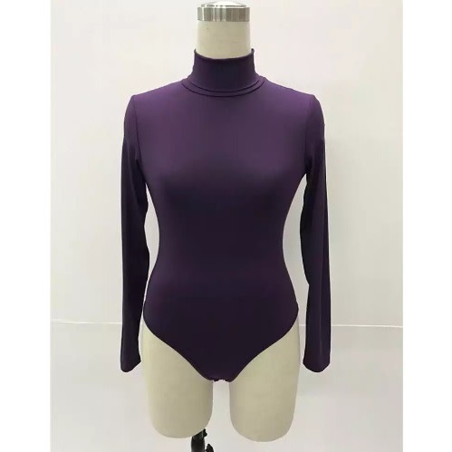 Womens Turtle Neck Lycra Body Suit - Purple