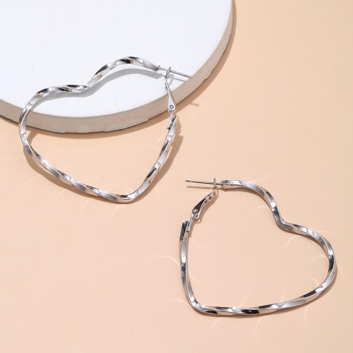 Ladies Heart Shaped Earrings - Silver