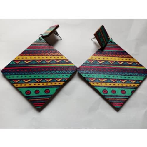 Ladies  Multicolour  Wooden Earrings