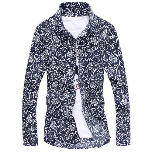 Slim Floral Print Long Sleeve Shirt