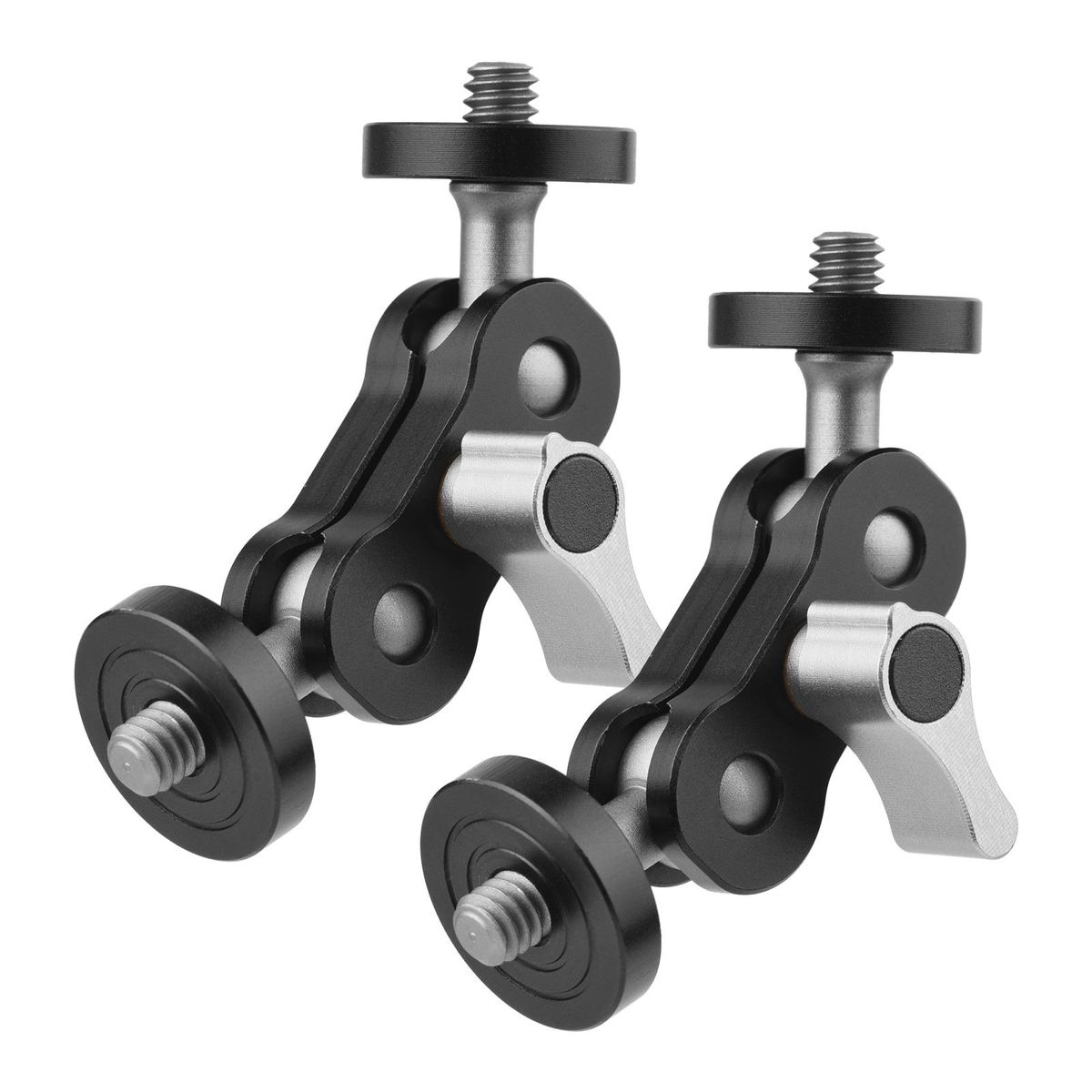 Andoer MA-75 Magic Arm Extension Bracket Monitor Mount Adapter Aluminum Alloy 1/4 Inch Screws Connection Dual Flexible Ball Head for Mounting Video Monitor LED Light, Pack of 2pcs