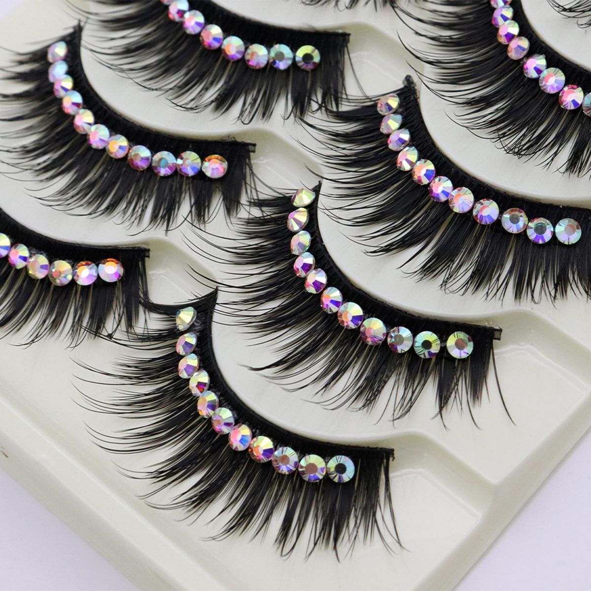1 Box Rhinestone False Eyelashes Beauty False Eye Cool Black