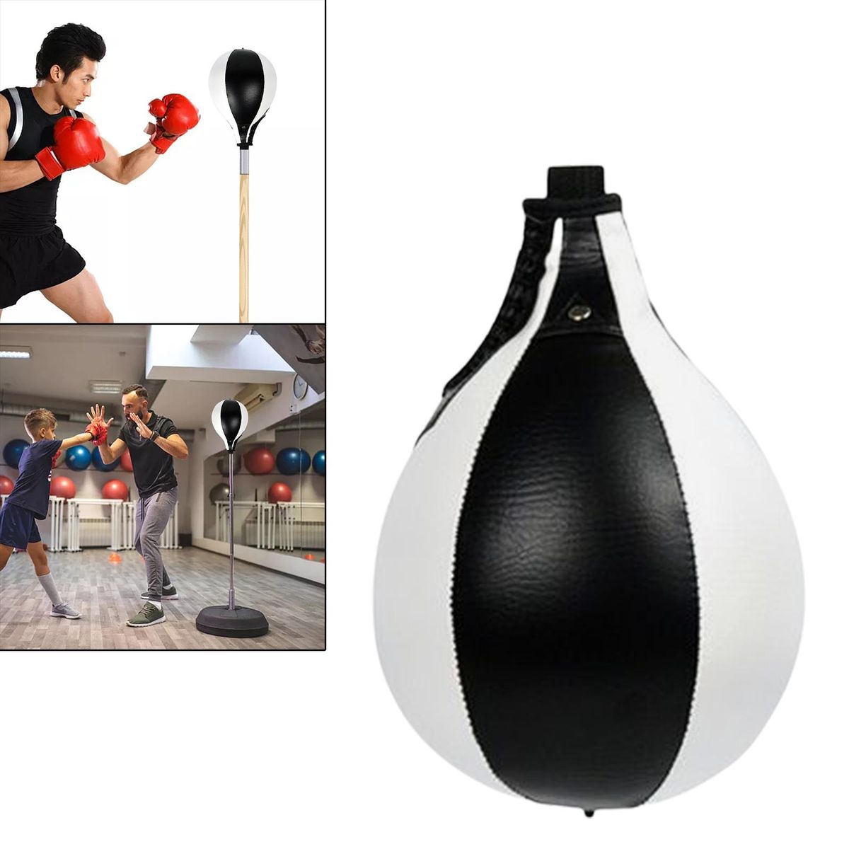 Boxing Punching Speed Bag Mma Training Hanging Speedballs Black White