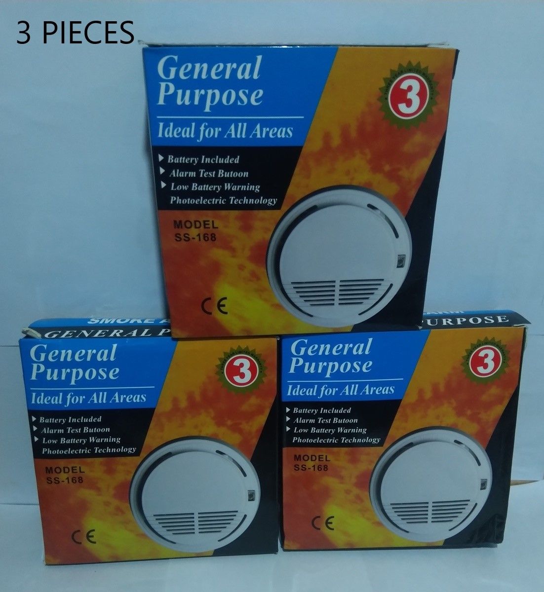 Wireless Smoke Detector Security Fire Alarm Sensor - 3pieces