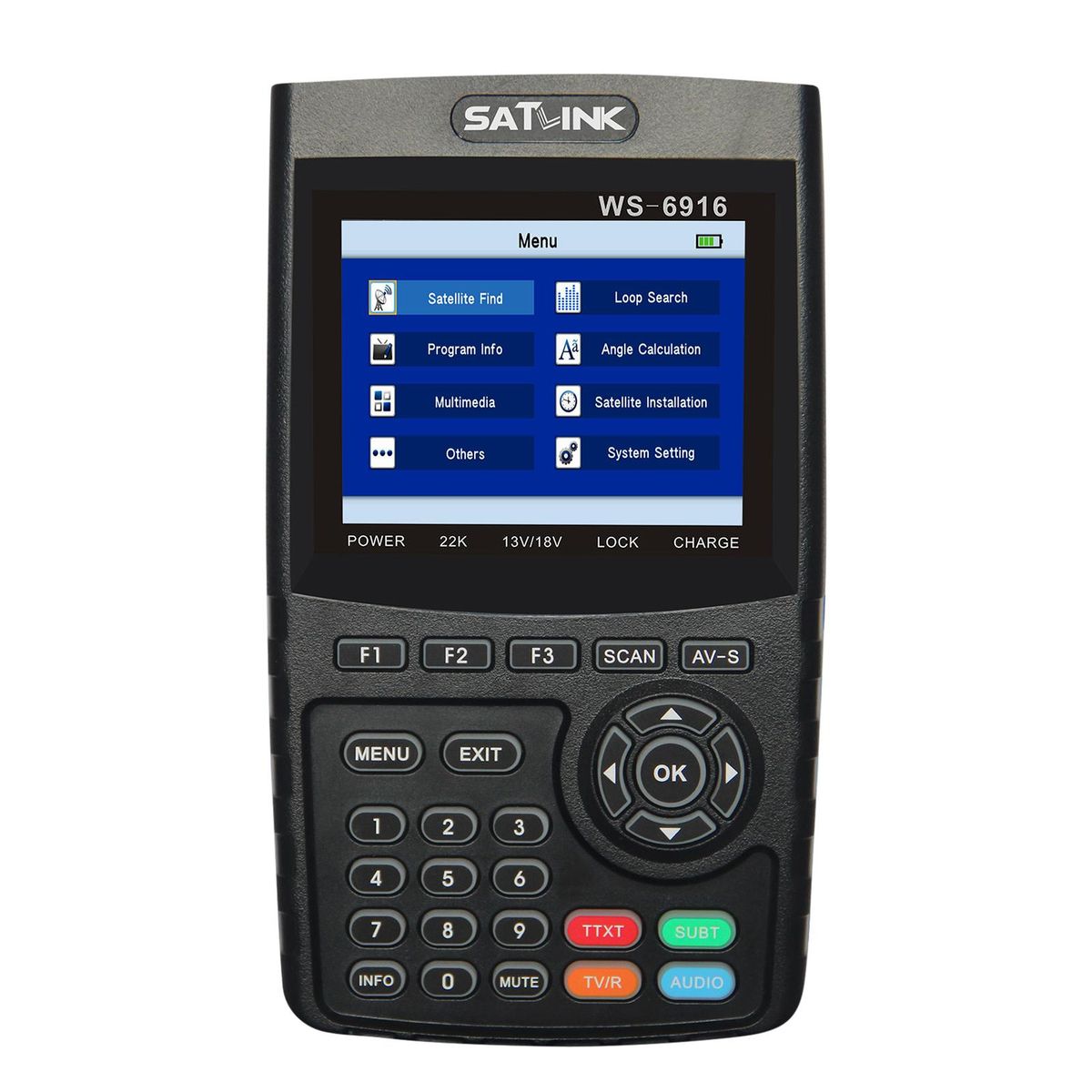 WS-6916 Digital Satellite Finder Meter HD Digital Satellite TV Finder Digital Satellite Signal Finder Meter with Carrying Pouch and Strap