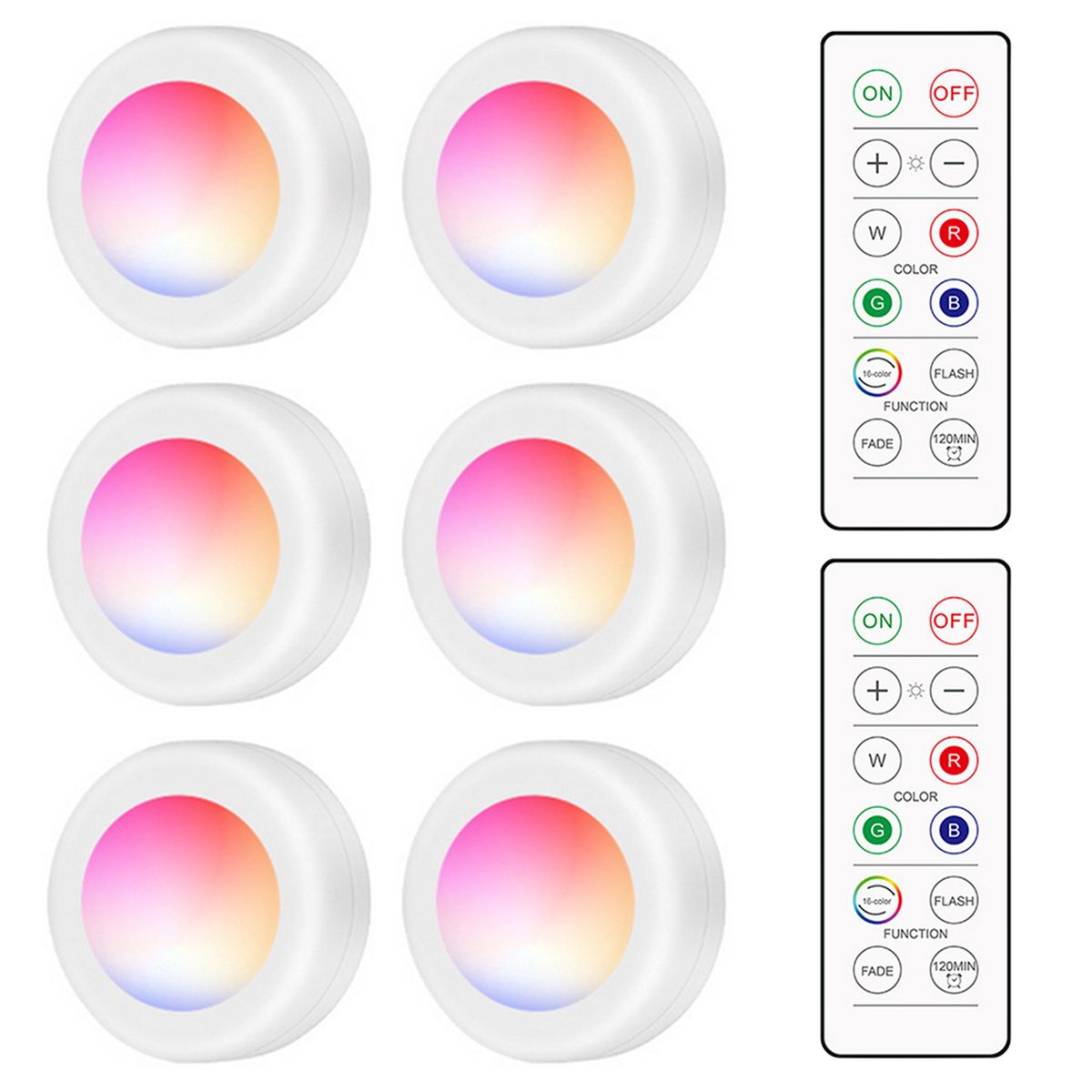 LEDs Puck Light Cabinet Lighting With Remote 16RGB Closet