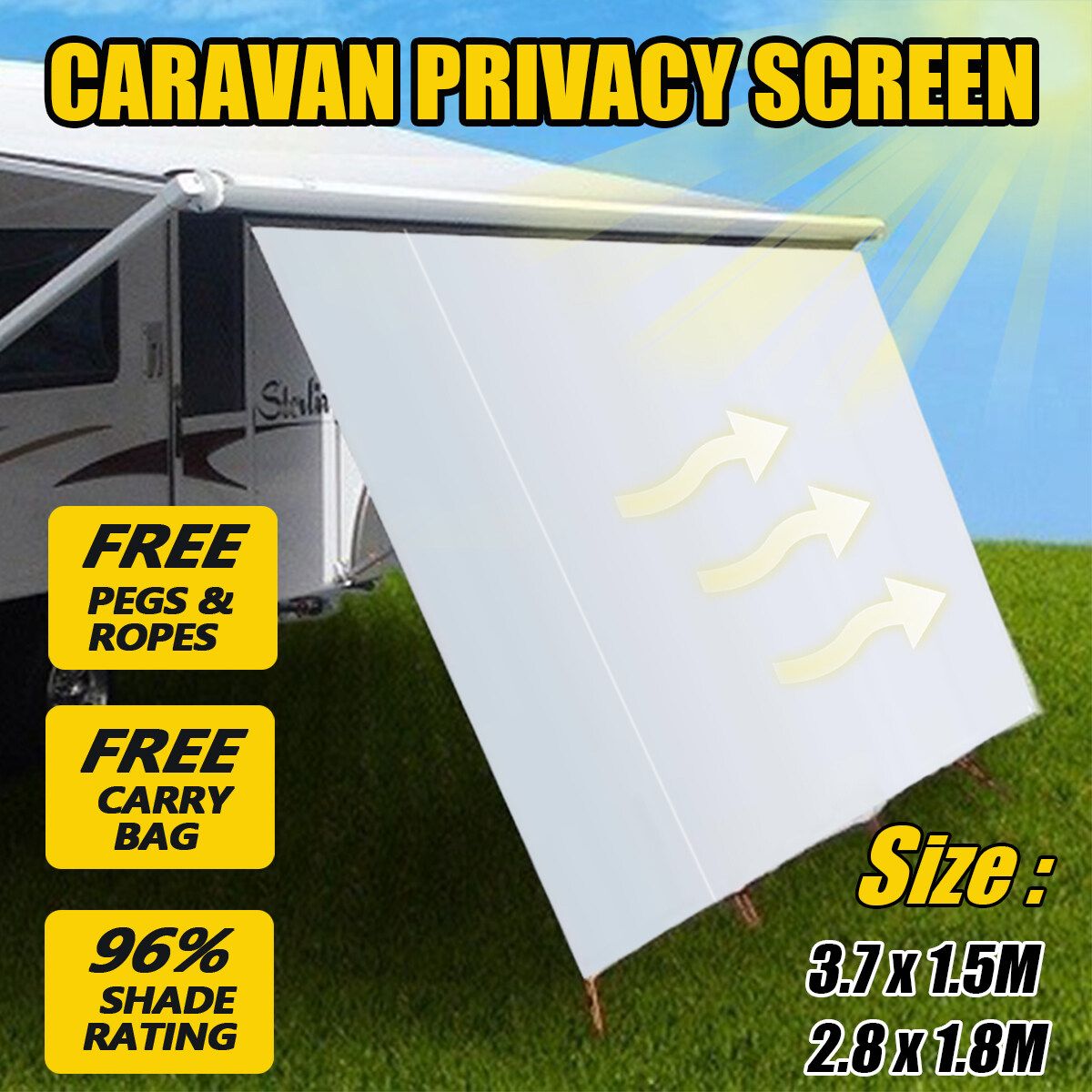 Portable Car Side Awning Rooftop Tent Sun Shelter Shade 3.7/2.8m SUV Camping Canopy Outdoor Travel Hiking Tents Accessories Kit 2.8x1.8