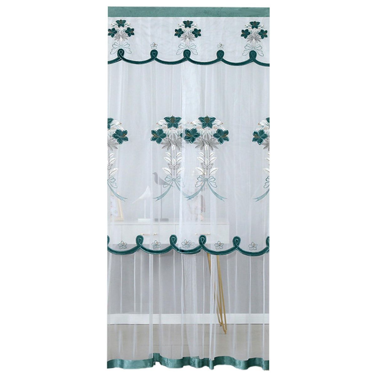 Window Curtain No Punch Window Door Curtain Green