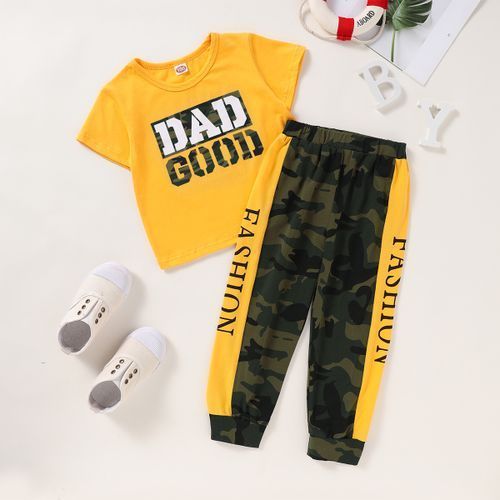 DAD GOOD 1-6Y Kid Boys Short Sleeves T-Shirt Camou Long Pants