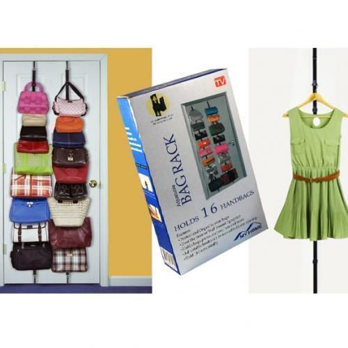 Adjustable Multipurpose Door Hand Bag Rack - 16 Bag.V