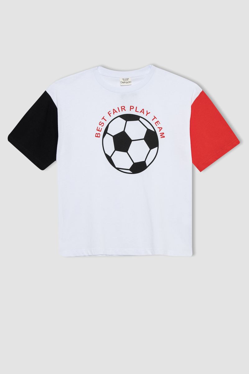 Boy - Relax Fit Crew Neck Knitted Short Sleeve T-Shirt - White