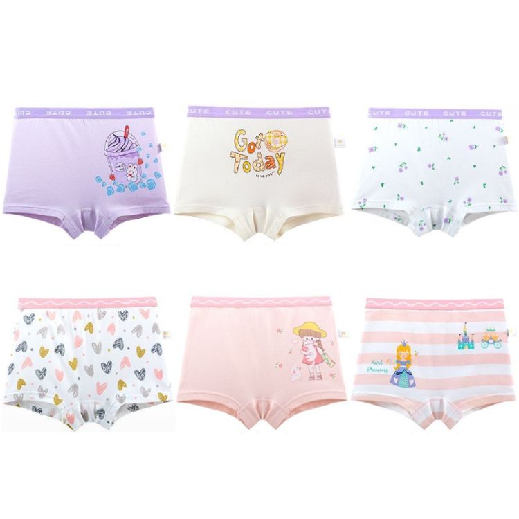 6pcs/set Kid Cartoon Printed Cotton Boxer Briefs