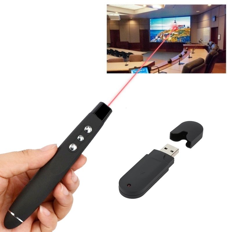 PP-1000 Multimedia Presentation Remote PowerPoint Clicker 2.4GHz RF Laser Pointer With USB Receiver(Black)