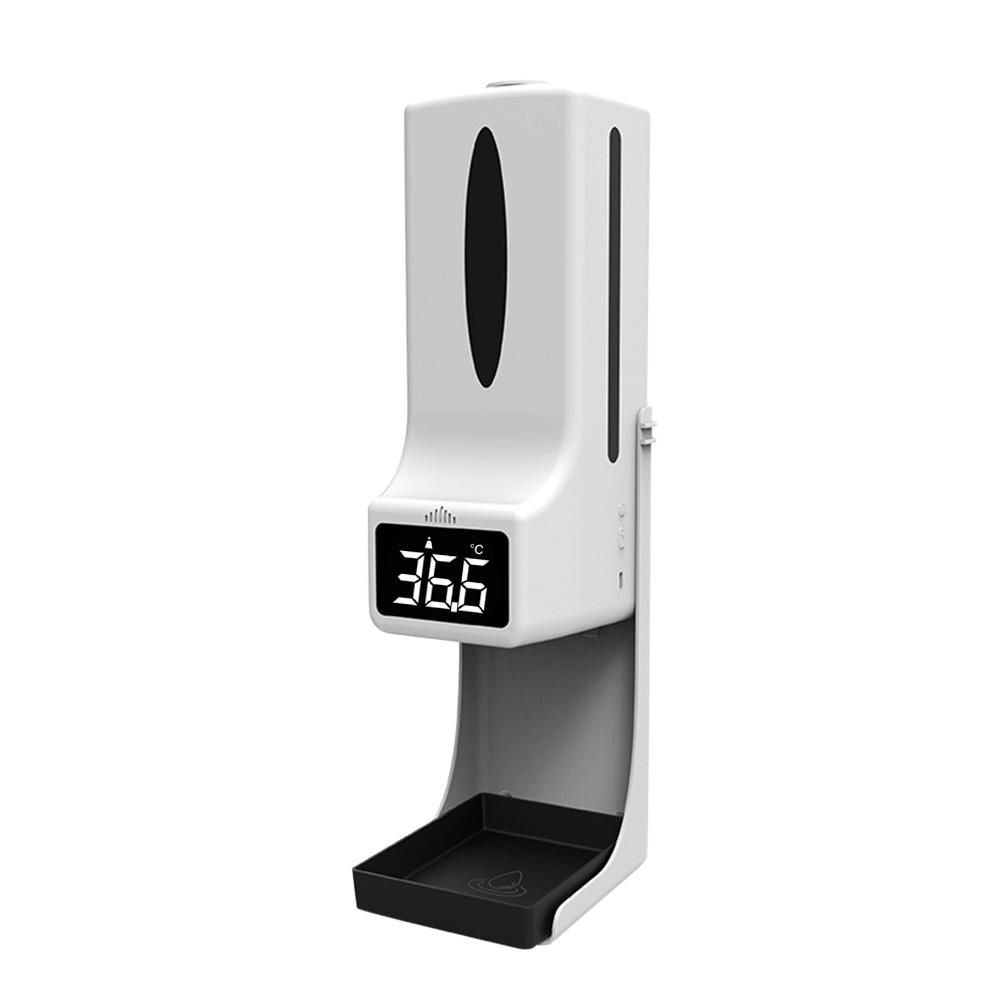 1000ml Wall Mounted Automatic Soap Dispenser Hand Sanitizer Dispenser Non-contact Infrared Thermometer with 15 Languages Voice Broadcast  °C / °F Unit Switch for Home Hotel School Office Use