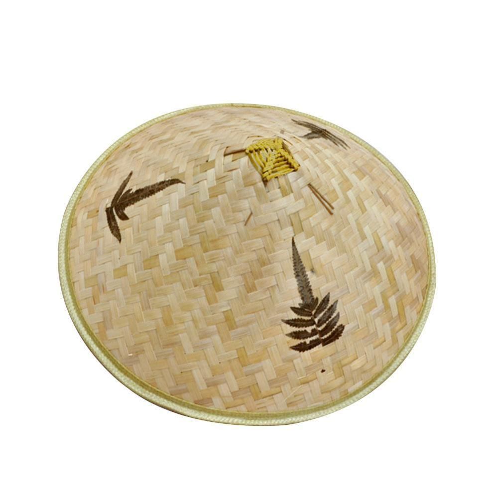 Chinese Retro Bamboo Rattan Fisherman Hat Handmade Weave Straw Bucket Hat Tourism Rain Dance Props Cone Fishing Sunshade Hat As Shown
